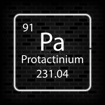 Illustration for Protactinium neon symbol. Chemical element of the periodic table. Vector illustration. - Royalty Free Image