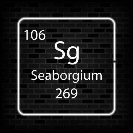 Illustration for Seaborgium neon symbol. Chemical element of the periodic table. Vector illustration. - Royalty Free Image