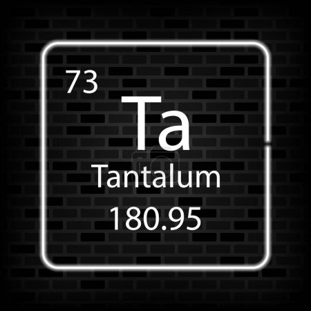 Illustration for Tantalum neon symbol. Chemical element of the periodic table. Vector illustration. - Royalty Free Image