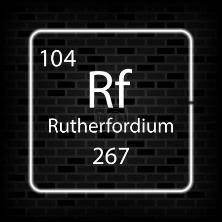 Illustration for Rutherfordium neon symbol. Chemical element of the periodic table. Vector illustration. - Royalty Free Image