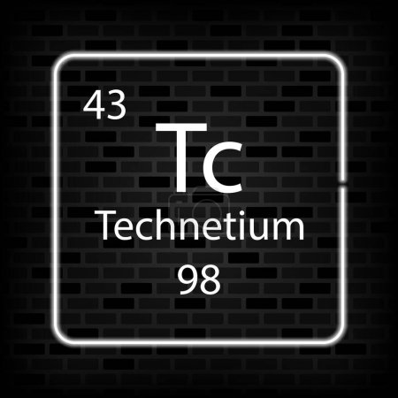 Ilustración de Tecnecio símbolo de neón. Elemento químico de la tabla periódica. Ilustración vectorial. - Imagen libre de derechos