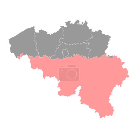 Illustration for Walloon region map, Belgium. Vector illustration. - Royalty Free Image