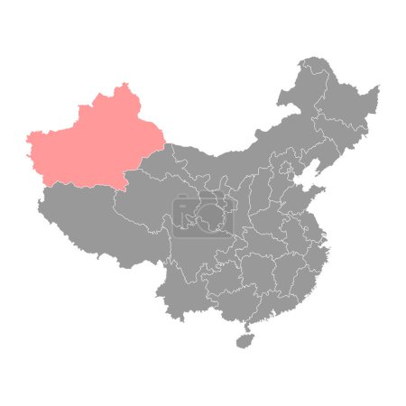 Karte der Autonomen Region Xinjiang der Uiguren, Verwaltungseinheiten Chinas. Vektorillustration.