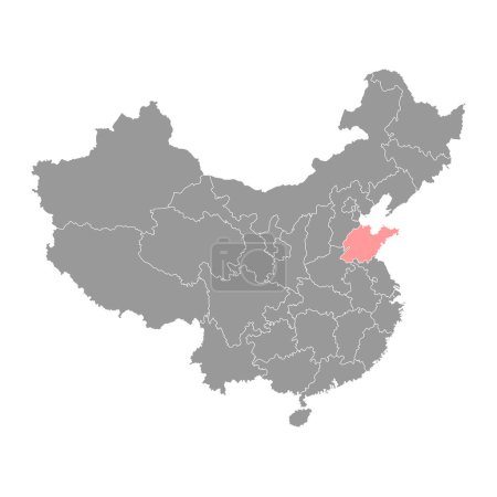 Ilustración de Mapa de Shandong provincia, divisiones administrativas de China. Ilustración vectorial. - Imagen libre de derechos