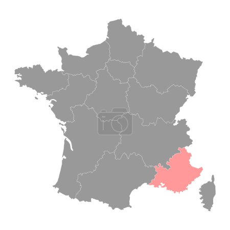 Ilustración de Provenza-Alpes-Costa Azul Mapa. Región de Francia. Ilustración vectorial. - Imagen libre de derechos