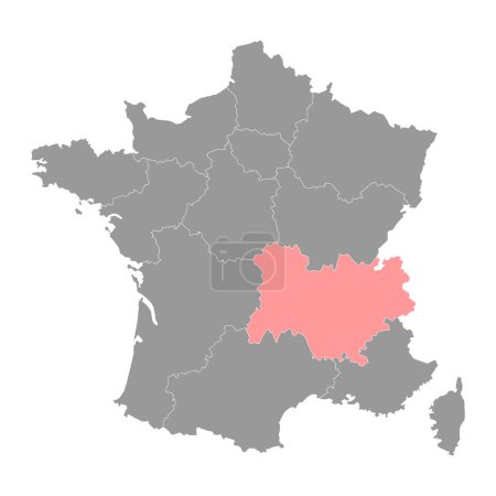 Illustration for Auvergne rhone Alpes Map. Region of France. Vector illustration. - Royalty Free Image