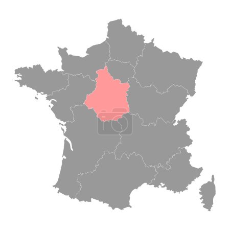 Illustration for Centre Val de Loire Map. Region of France. Vector illustration. - Royalty Free Image