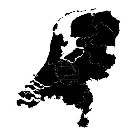 Téléchargez les illustrations : Carte des Pays-Bas avec provinces. Illustration vectorielle. - en licence libre de droit