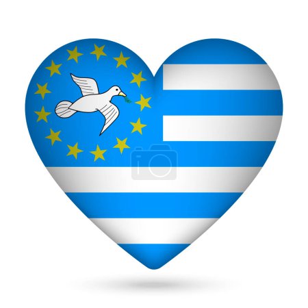 Illustration for Federal Republic of Southern Cameroons flag in heart shape. Vector illustration. - Royalty Free Image