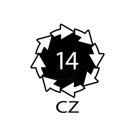 Téléchargez les illustrations : Symbole de recyclage des piles 14 CZ. Illustration vectorielle - en licence libre de droit