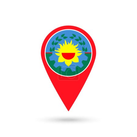 Illustration for Map pointer with Buenos Aires Flag. Vector illustration. - Royalty Free Image