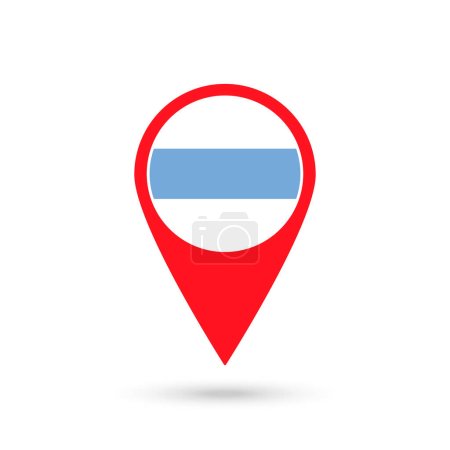 Illustration for Map pointer with Tucuman Flag. Vector illustration. - Royalty Free Image