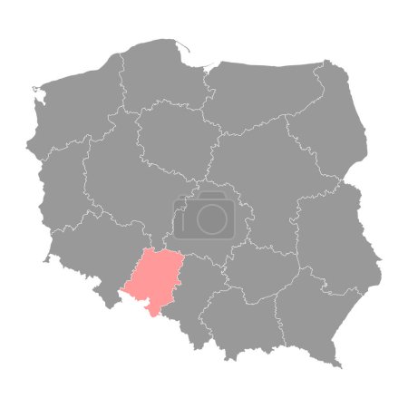 Téléchargez les illustrations : Carte de la voïvodie d'Opole, province de Pologne. Illustration vectorielle. - en licence libre de droit