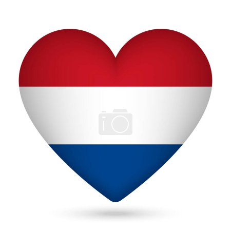 Ilustración de Bandera de Holanda en forma de corazón. Ilustración vectorial. - Imagen libre de derechos