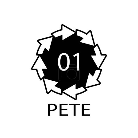 Illustration for PETE 01 recycling code symbol. Plastic recycling vector polyethylene sign. - Royalty Free Image