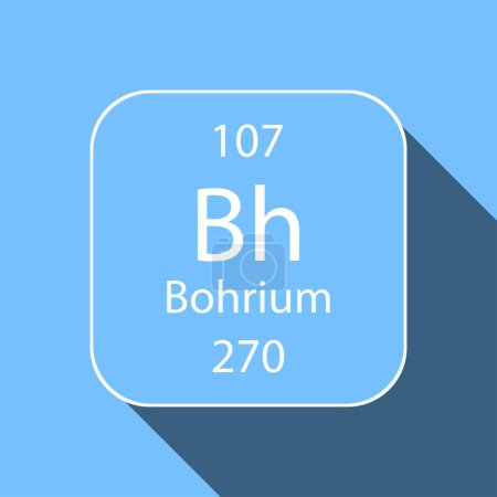 Illustration for Bohrium symbol with long shadow design. Chemical element of the periodic table. Vector illustration. - Royalty Free Image