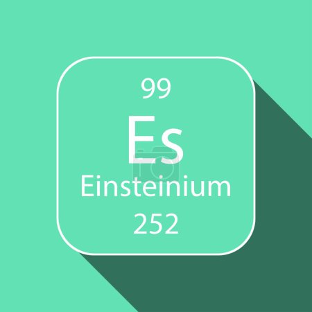 Illustration for Einsteinium symbol with long shadow design. Chemical element of the periodic table. Vector illustration. - Royalty Free Image