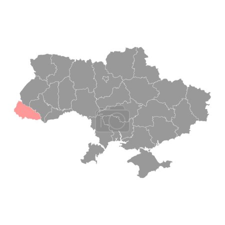 Ilustración de Mapa del oblast de Zakarpattia, provincia de Ucrania. Ilustración vectorial. - Imagen libre de derechos