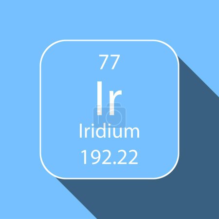 Illustration for Iridium symbol with long shadow design. Chemical element of the periodic table. Vector illustration. - Royalty Free Image