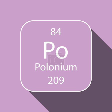 Illustration for Polonium symbol with long shadow design. Chemical element of the periodic table. Vector illustration. - Royalty Free Image