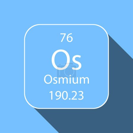 Ilustración de Símbolo de Osmio con diseño de sombra larga. Elemento químico de la tabla periódica. Ilustración vectorial. - Imagen libre de derechos
