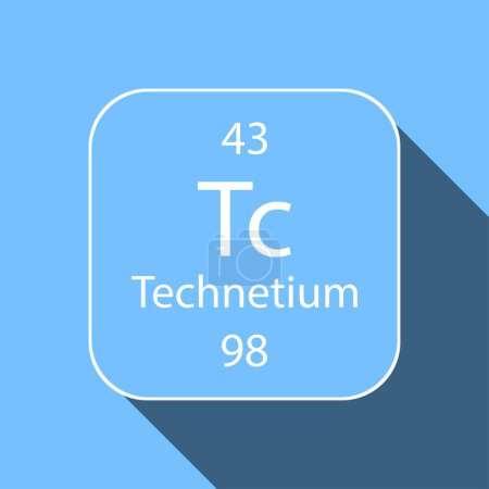 Illustration for Technetium symbol with long shadow design. Chemical element of the periodic table. Vector illustration. - Royalty Free Image
