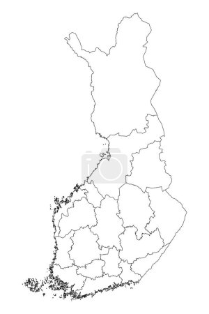 Téléchargez les illustrations : Finlande carte avec régions. Illustration vectorielle. - en licence libre de droit