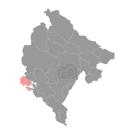 Illustration for Herceg Novi municipality map, administrative subdivision of Montenegro. Vector illustration. - Royalty Free Image