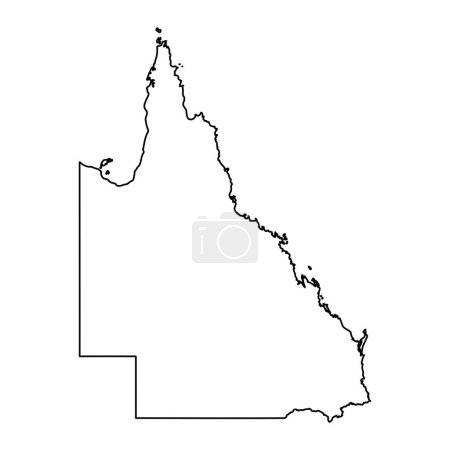 Ilustración de Mapa de Queensland, estado de Australia. Ilustración vectorial. - Imagen libre de derechos