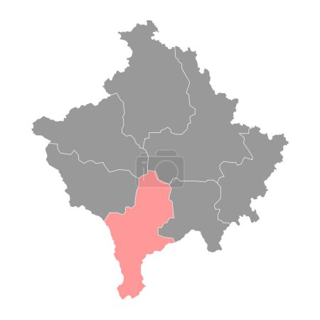 Illustration pour Carte du district de Prizren, districts du Kosovo. Illustration vectorielle. - image libre de droit