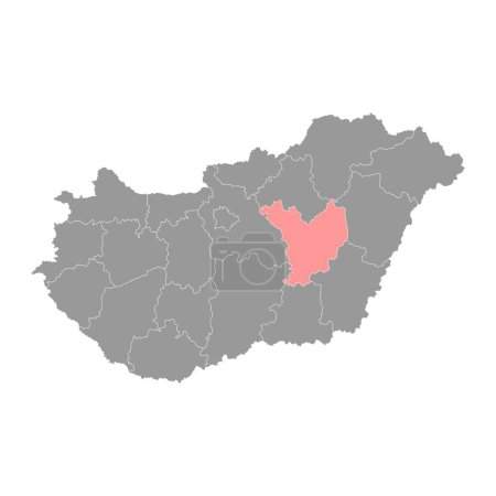Mapa del condado de Jasz Nagykun Szolnok, distrito administrativo de Hungría. Ilustración vectorial.