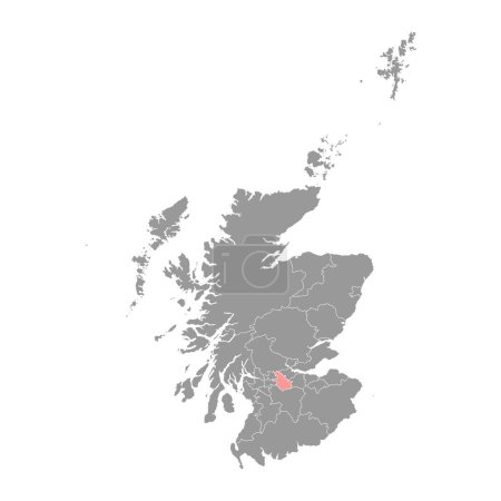 Ilustración de North Lanarkshire mapa, área del consejo de Escocia. Ilustración vectorial. - Imagen libre de derechos