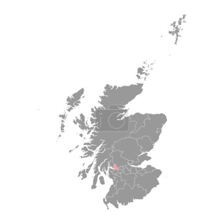 Ilustración de West Dunbartonshire mapa, área del consejo de Escocia. Ilustración vectorial. - Imagen libre de derechos