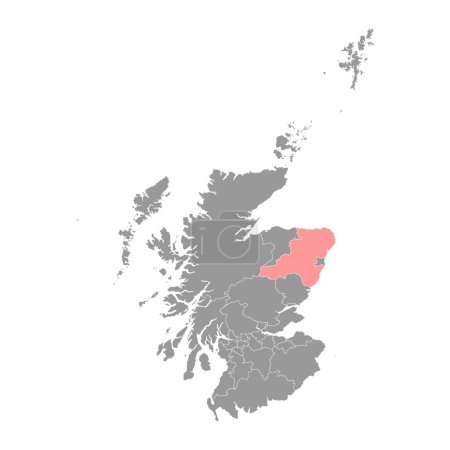 Ilustración de Aberdeenshire mapa, área del consejo de Escocia. Ilustración vectorial. - Imagen libre de derechos