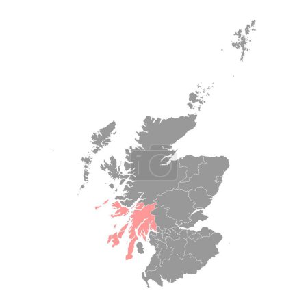 Ilustración de Argyll and Bute map, área del consejo de Escocia. Ilustración vectorial. - Imagen libre de derechos