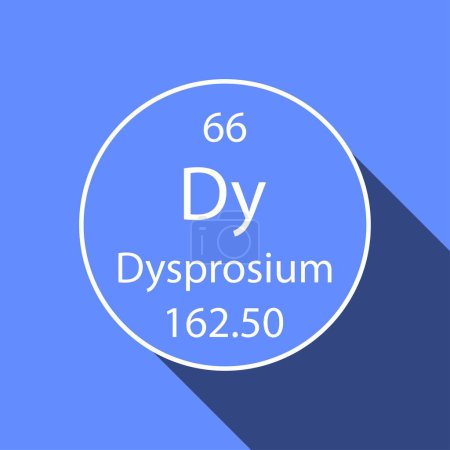 Illustration for Dysprosium symbol with long shadow design. Chemical element of the periodic table. Vector illustration. - Royalty Free Image