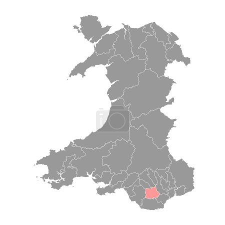 Ilustración de Mapa de Taff Ely, Gales. Ilustración vectorial. - Imagen libre de derechos
