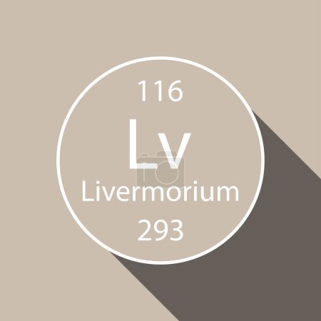 Illustration for Livermorium symbol with long shadow design. Chemical element of the periodic table. Vector illustration. - Royalty Free Image