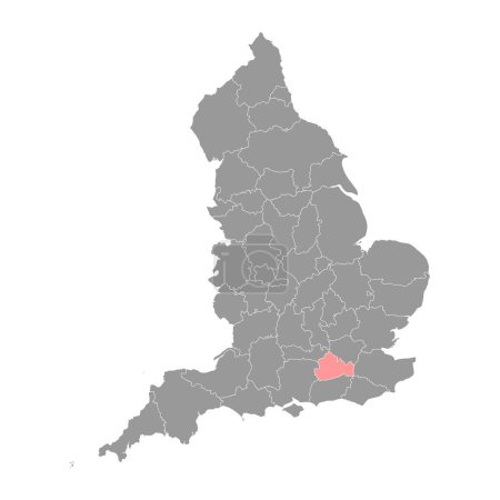 Surrey map, ceremonial county of England. Vector illustration.