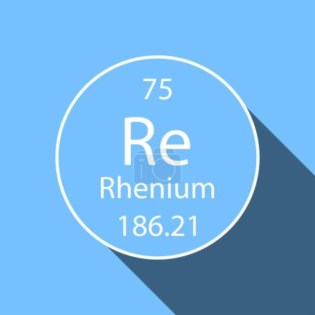 Illustration for Rhenium symbol with long shadow design. Chemical element of the periodic table. Vector illustration. - Royalty Free Image