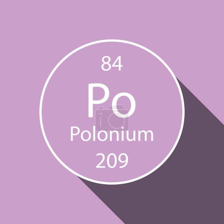 Illustration for Polonium symbol with long shadow design. Chemical element of the periodic table. Vector illustration. - Royalty Free Image