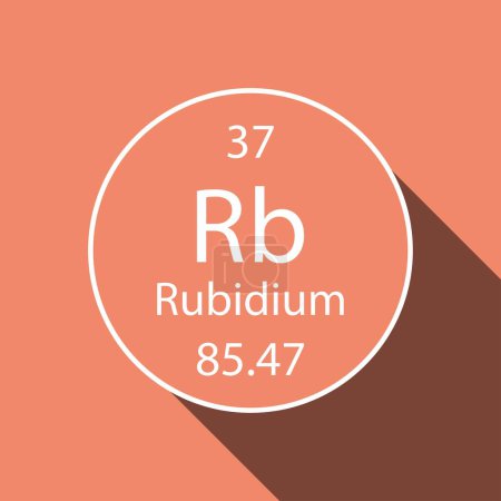 Téléchargez les illustrations : Symbole de rubidium avec une longue conception d'ombre. Élément chimique du tableau périodique. Illustration vectorielle. - en licence libre de droit