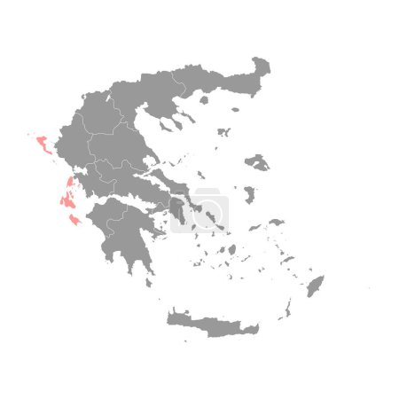 Illustration for Ionian islands region map, administrative region of Greece. Vector illustration. - Royalty Free Image