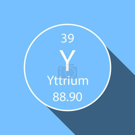 Illustration for Yttrium symbol with long shadow design. Chemical element of the periodic table. Vector illustration. - Royalty Free Image