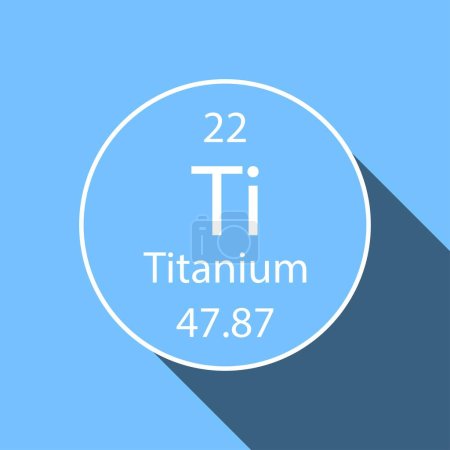 Titanium symbol with long shadow design. Chemical element of the periodic table. Vector illustration.