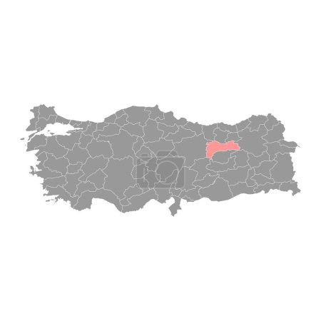 Ilustración de Mapa de Erzincan provincia, divisiones administrativas de Turquía. Ilustración vectorial. - Imagen libre de derechos