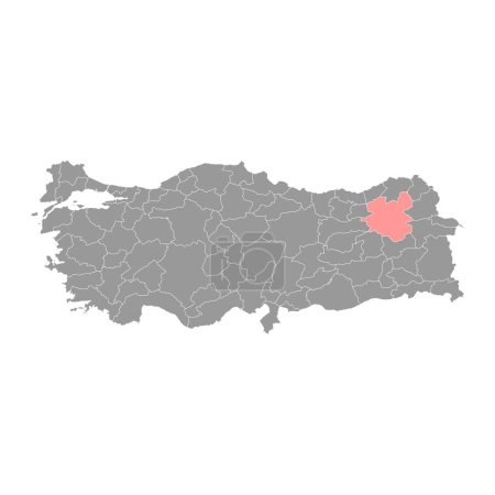 Ilustración de Erzurum provincia mapa, divisiones administrativas de Turquía. Ilustración vectorial. - Imagen libre de derechos