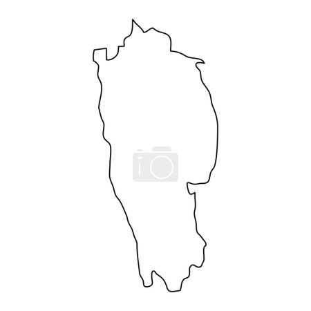 Téléchargez les illustrations : Carte de l'état du Mizoram, division administrative de l'Inde. Illustration vectorielle. - en licence libre de droit