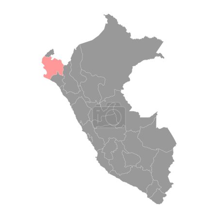 Ilustración de Piura mapa, región en Perú. Ilustración vectorial. - Imagen libre de derechos