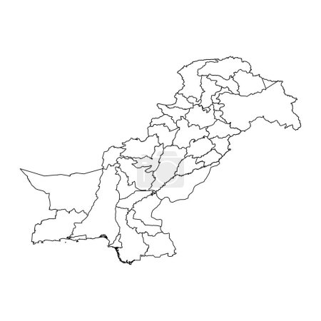 Téléchargez les illustrations : Carte du Pakistan avec territoire administratif et territoires contestés. Illustration vectorielle. - en licence libre de droit